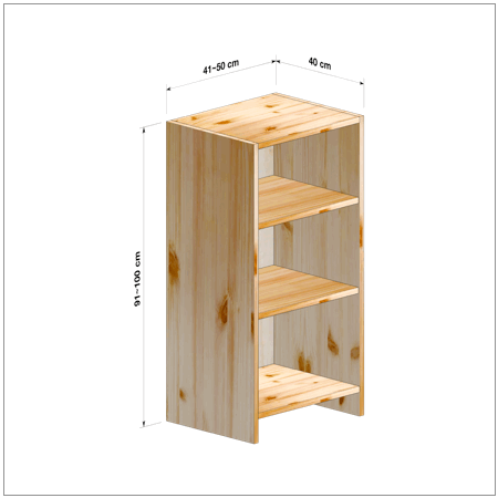 高さ91～100cm、横幅41～50cm、奥行き40cmの本棚ユニットです。本棚屋