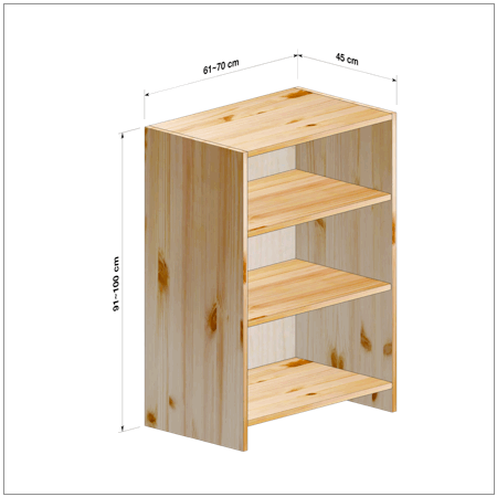 横幅61～70／高さ91～100／奥行45cmの本棚ユニット