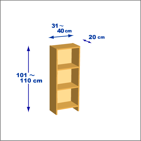 横幅31～40／高さ101～110／奥行20cmの本棚ユニット