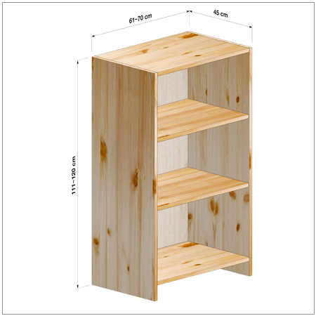 横幅61～70／高さ111～120／奥行45cmの本棚ユニット
