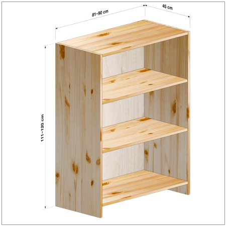 横幅81～90／高さ111～120／奥行45cmの本棚ユニット