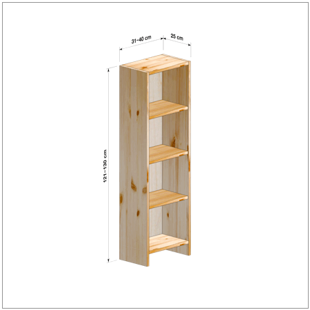 横幅31～40／高さ121～130／奥行25cmの本棚ユニット