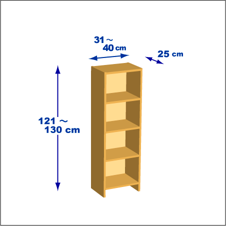 横幅31～40／高さ121～130／奥行25cmの本棚ユニット