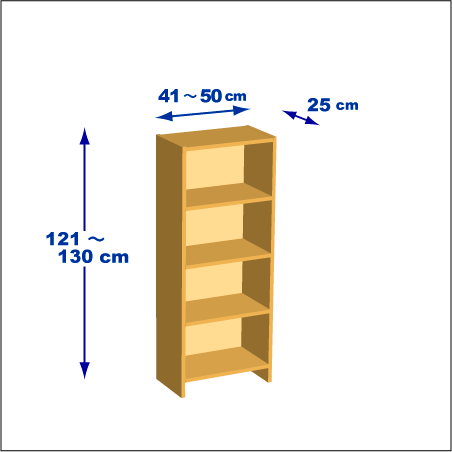 横幅41～50／高さ121～130／奥行25cmの本棚ユニット