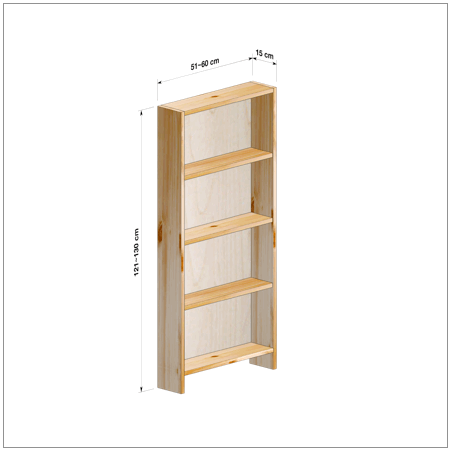 横幅51～60／高さ121～130／奥行15cmの本棚ユニット