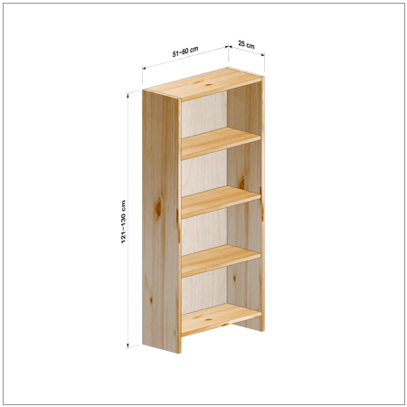 横幅51～60／高さ121～130／奥行25cmの本棚ユニット