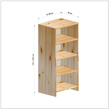 横幅51～60／高さ121～130／奥行45cmの本棚ユニット