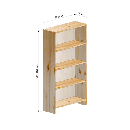 横幅61～70／高さ121～130／奥行25cmの本棚ユニット