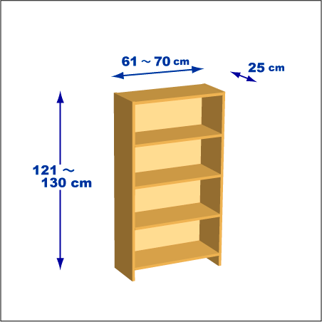 横幅61～70／高さ121～130／奥行25cmの本棚ユニット