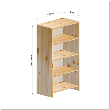 横幅61～70／高さ121～130／奥行40cmの本棚ユニット