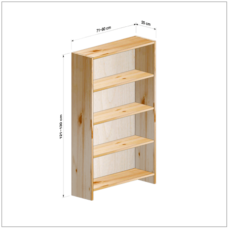横幅71～80／高さ121～130／奥行25cmの本棚ユニット