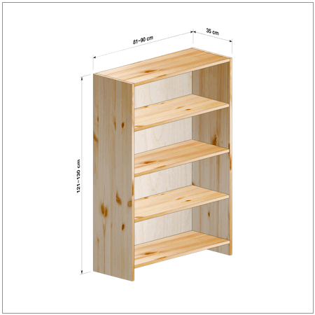 横幅81～90／高さ121～130／奥行35cmの本棚ユニット