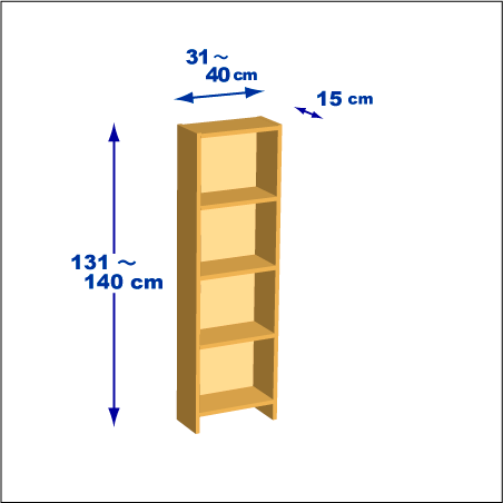 横幅31～40／高さ131～140／奥行15cmの本棚ユニット