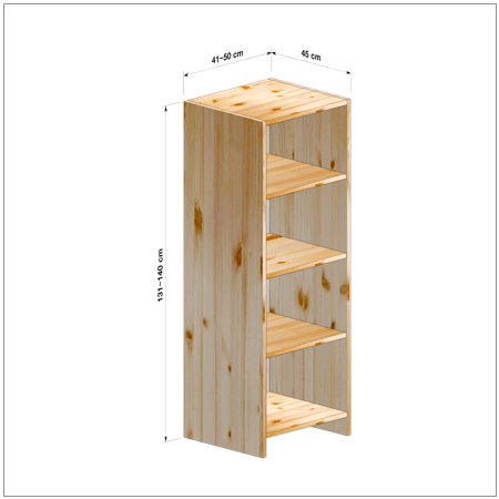 横幅41～50／高さ131～140／奥行45cmの本棚ユニット