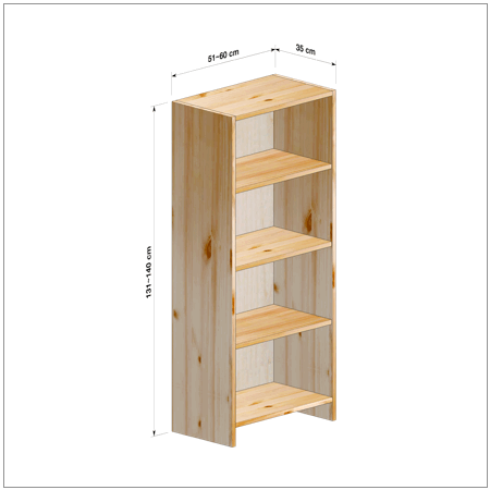 横幅51～60／高さ131～140／奥行35cmの本棚ユニット