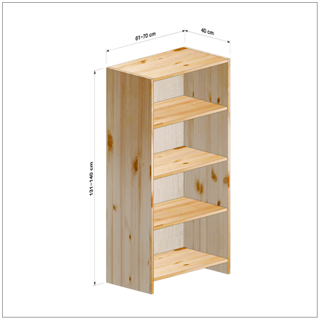 横幅61～70／高さ131～140／奥行40cmの本棚ユニット