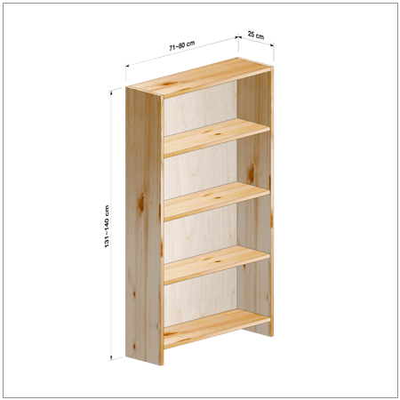 横幅71～80／高さ131～140／奥行25cmの本棚ユニット