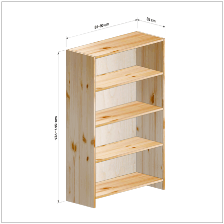 横幅81～90／高さ131～140／奥行35cmの本棚ユニット