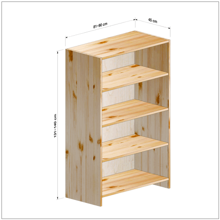 横幅81～90／高さ131～140／奥行45cmの本棚ユニット