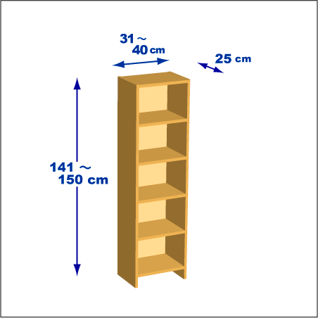 横幅31～40／高さ141～150／奥行25cmの本棚ユニット