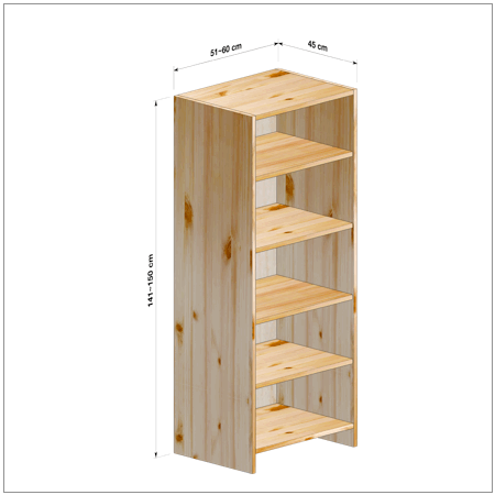 横幅51～60／高さ141～150／奥行45cmの本棚ユニット