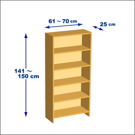 横幅61～70／高さ141～150／奥行25cmの本棚ユニット