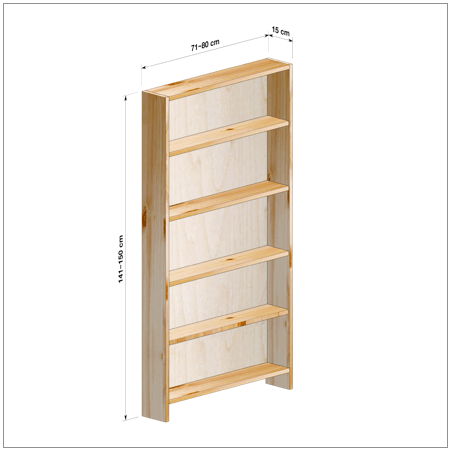 横幅71～80／高さ141～150／奥行15cmの本棚ユニット