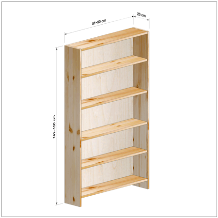 横幅81～90／高さ141～150／奥行20cmの本棚ユニット