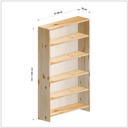 横幅81～90／高さ141～150／奥行25cmの本棚ユニット