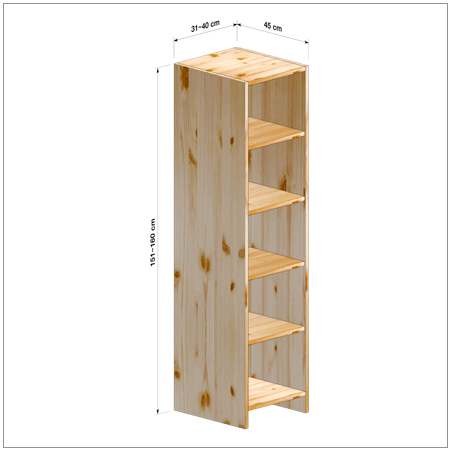横幅31～40／高さ151～160／奥行45cmの本棚ユニット
