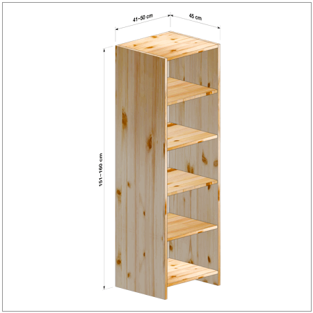 横幅41～50／高さ151～160／奥行45cmの本棚ユニット