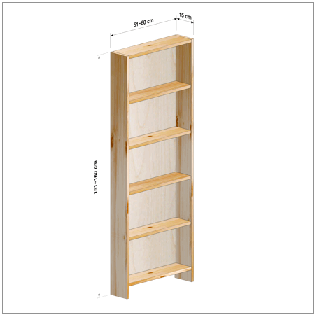 横幅51～60／高さ151～160／奥行15cmの本棚ユニット