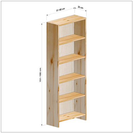 横幅51～60／高さ151～160／奥行25cmの本棚ユニット