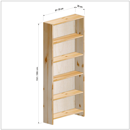 横幅61～70／高さ151～160／奥行20cmの本棚ユニット