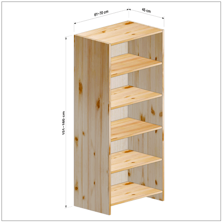 横幅61～70／高さ151～160／奥行45cmの本棚ユニット