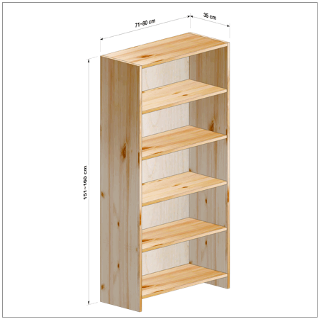 横幅71～80／高さ151～160／奥行35cmの本棚ユニット