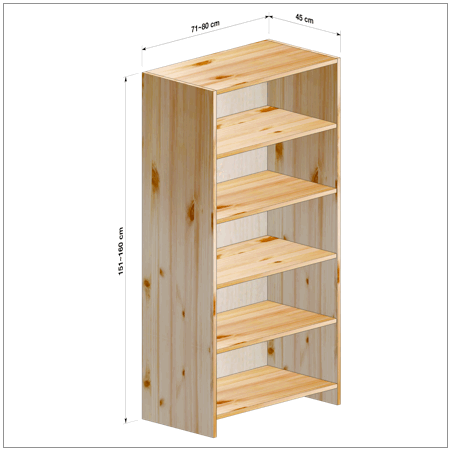 横幅71～80／高さ151～160／奥行45cmの本棚ユニット