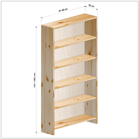 横幅81～90／高さ151～160／奥行25cmの本棚ユニット