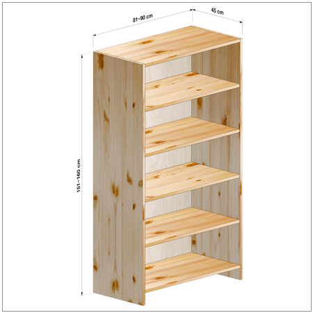 横幅81～90／高さ151～160／奥行45cmの本棚ユニット