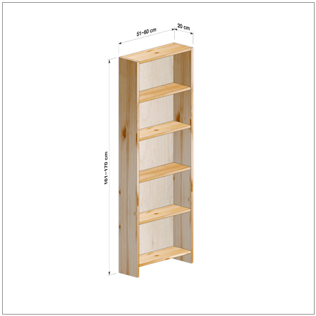 横幅51～60／高さ161～170／奥行20cmの本棚ユニット