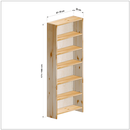 横幅61～70／高さ171～180／奥行25cmの本棚ユニット