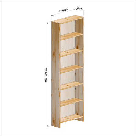 横幅51～60／高さ181～190／奥行20cmの本棚ユニット