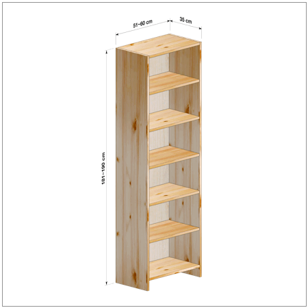 横幅51～60／高さ181～190／奥行35cmの本棚ユニット