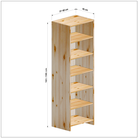 横幅51～60／高さ181～190／奥行45cmの本棚ユニット