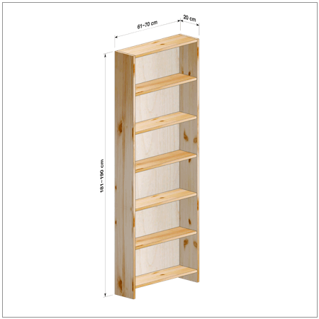 横幅61～70／高さ181～190／奥行20cmの本棚ユニット