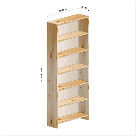 横幅71～80／高さ181～190／奥行25cmの本棚ユニット