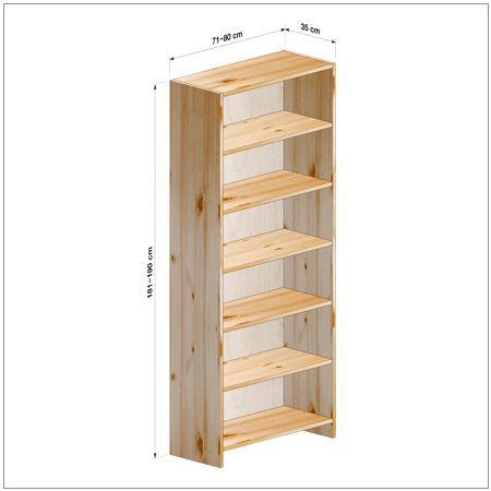 横幅71～80／高さ181～190／奥行35cmの本棚ユニット