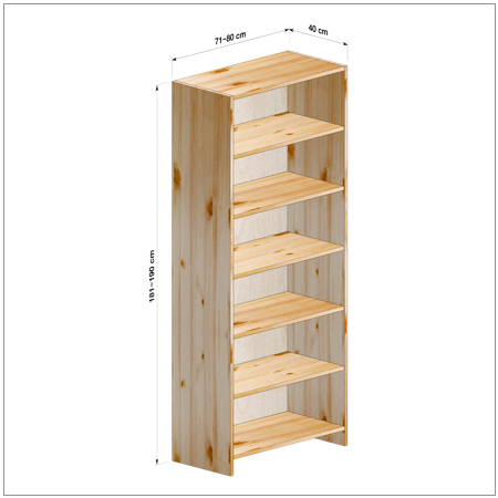 横幅71～80／高さ181～190／奥行40cmの本棚ユニット