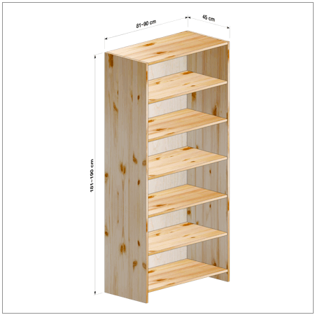 横幅81～90／高さ181～190／奥行45cmの本棚ユニット