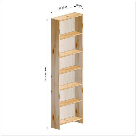 横幅51～60／高さ191～200／奥行20cmの本棚ユニット